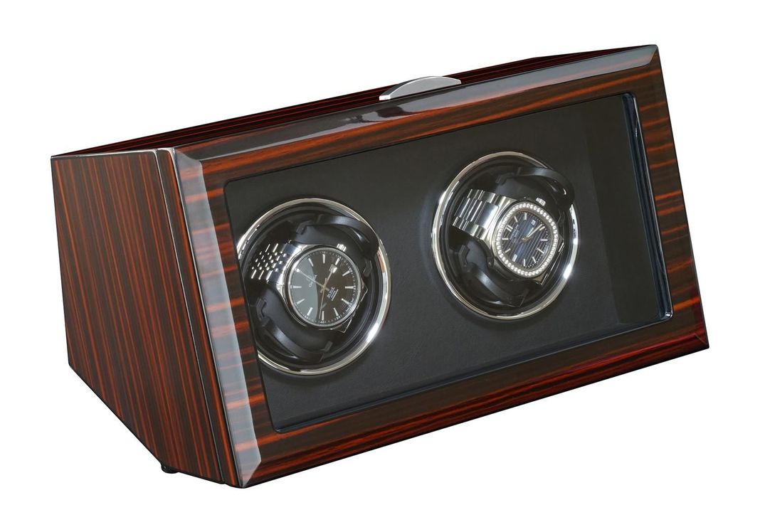 Caja Watch Winder Madera 2 Relojes Exhibidor Lujo-4