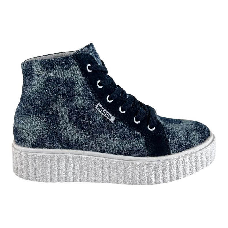 Zapatilla Wisdom Lona Azul Tipo Conv Plataforma-0