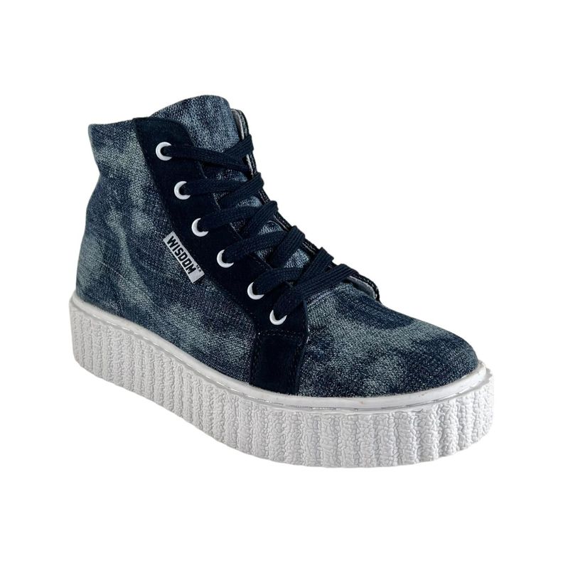 Zapatilla Wisdom Lona Azul Tipo Conv Plataforma-5