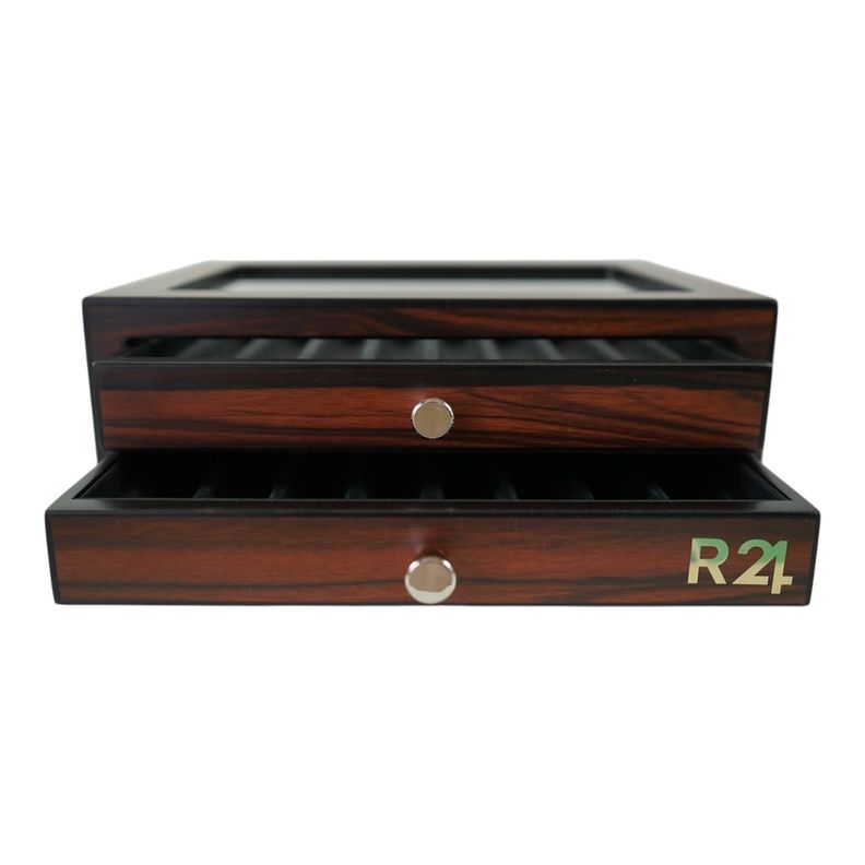 Caja de Lujo Madera Ebano para 16 Lapiceras-6