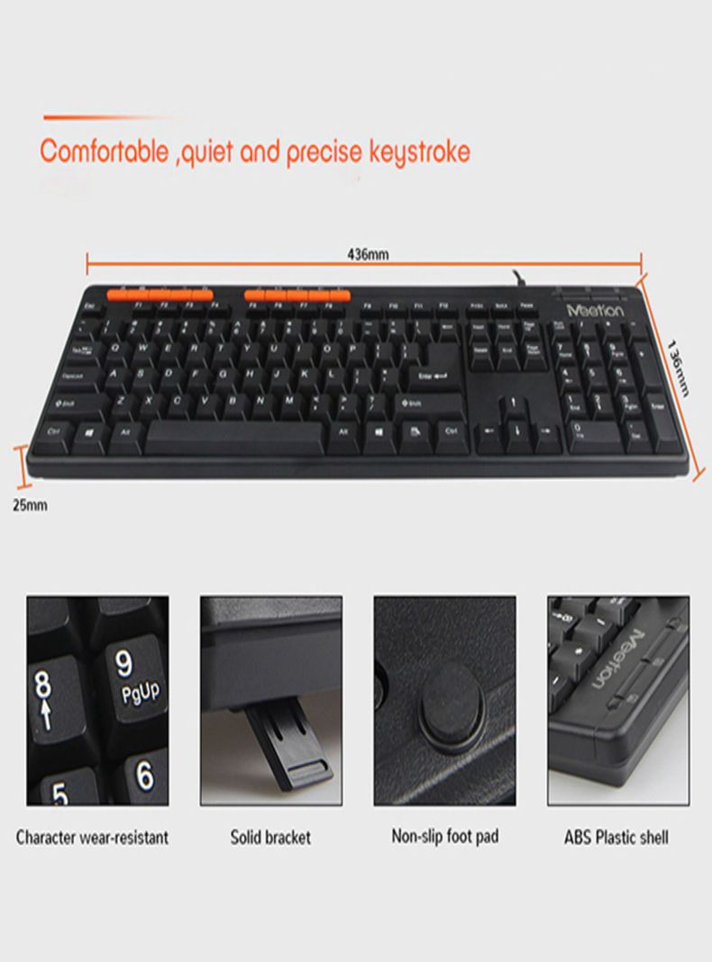 Teclado Con Cable Usb MT-K600M En Español - Meetion-5
