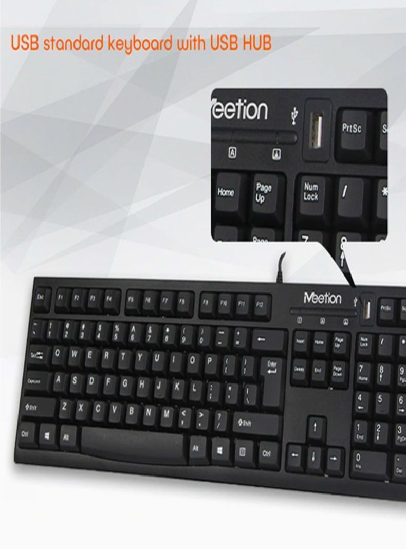 Teclado Con Cable Usb MT-K815 Español Con Hub Usb - Meetion-7