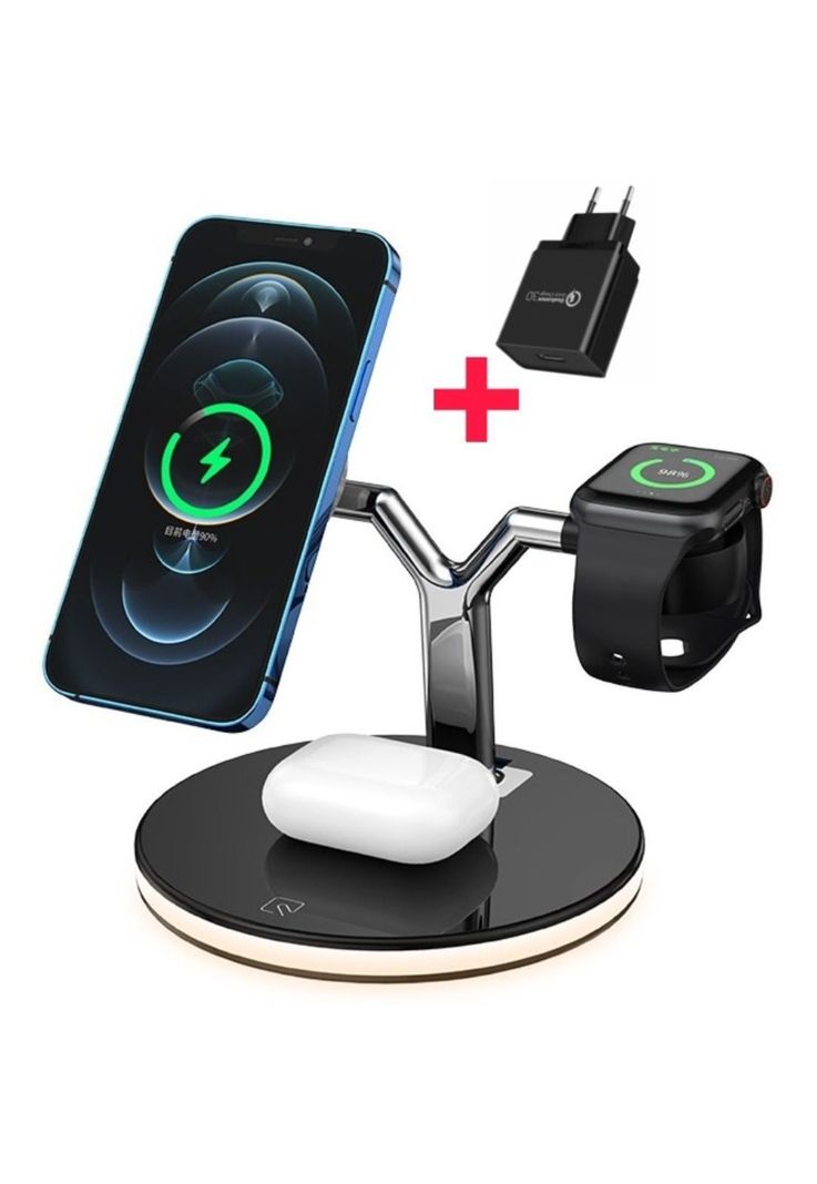 Base Carga Inalámbrica iPhone Magsafe 15w (3en1) + Cargador-0