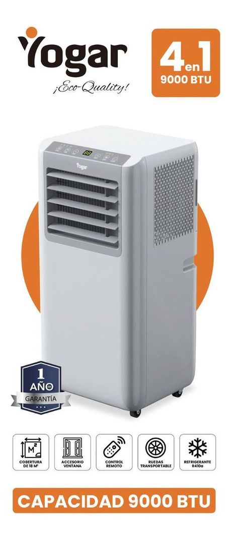 Aire Acondicionado Portátil 4en1 9000 Btu Frío Y Calor Yogar-1