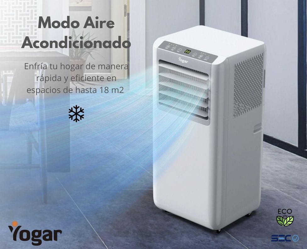 Aire Acondicionado Portátil 4en1 9000 Btu Frío Y Calor Yogar-4
