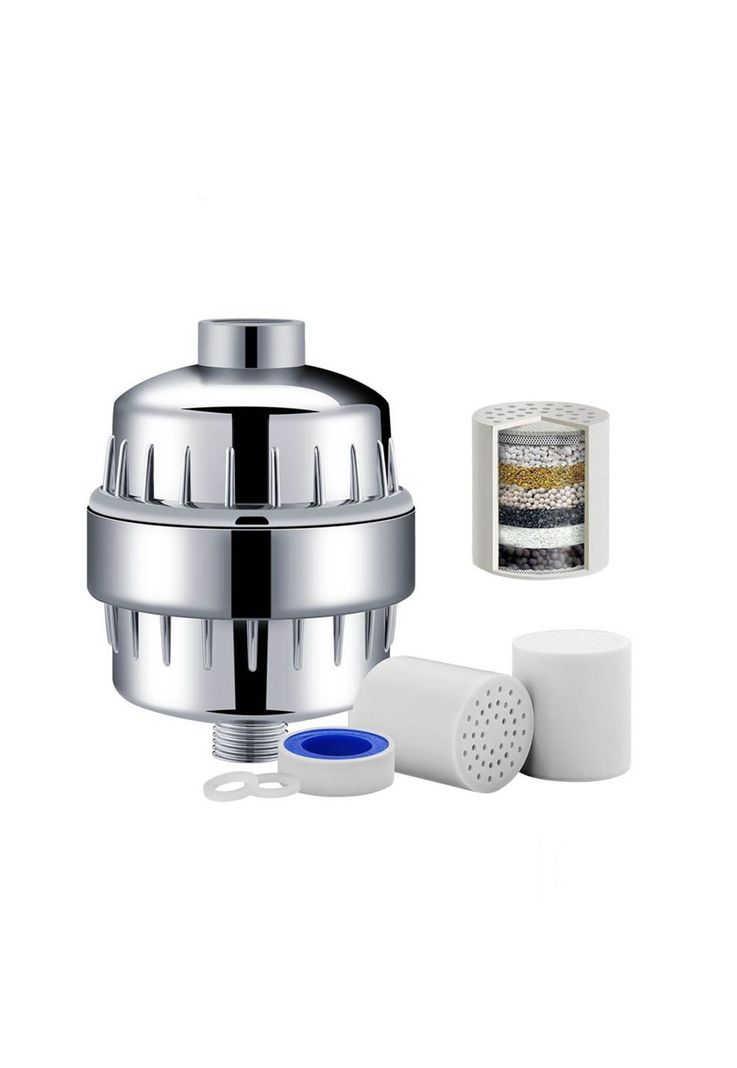 Filtro Purificador Agua para Ducha Universal + 2 Repuestos Plata