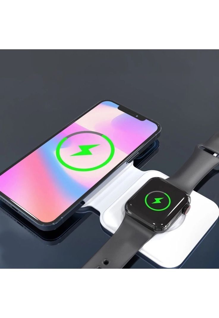 Cargador Inalámbrico iPhone Magsafe 2en1 Dual 15w C. Rápida-1