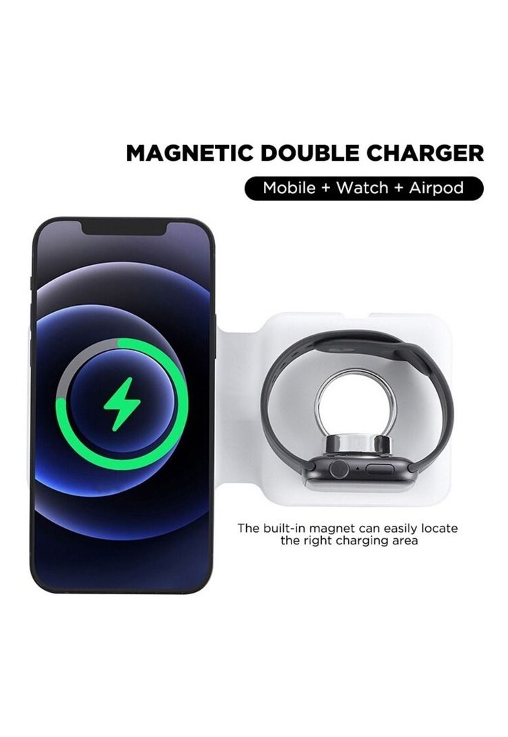 Cargador Inalámbrico iPhone Magsafe 2en1 Dual 15w C. Rápida-6