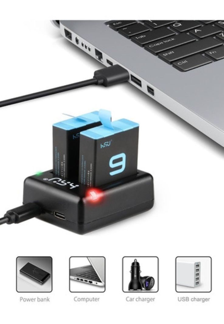 Cargador Batería Gopro Hero 10 Doble +cable-1