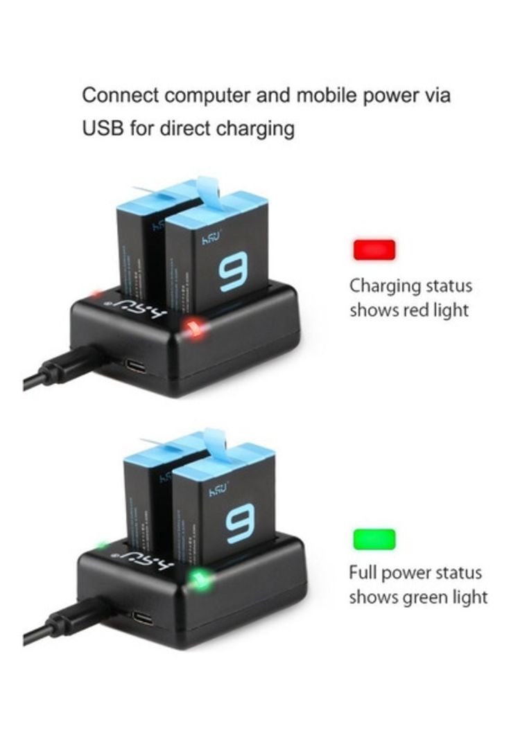 Cargador Batería Gopro Hero 10 Doble +cable-3