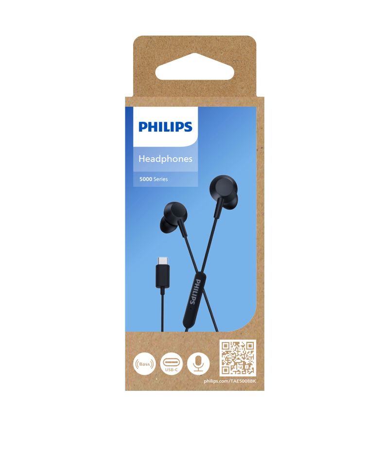 Audífono con Cable Tipo C Philips TAE5008 color Negro-7
