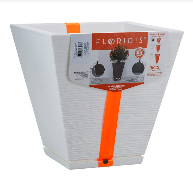 MACETERO FLORIDIS ZURIQUE BLANCO 34CM CON PLATO-1