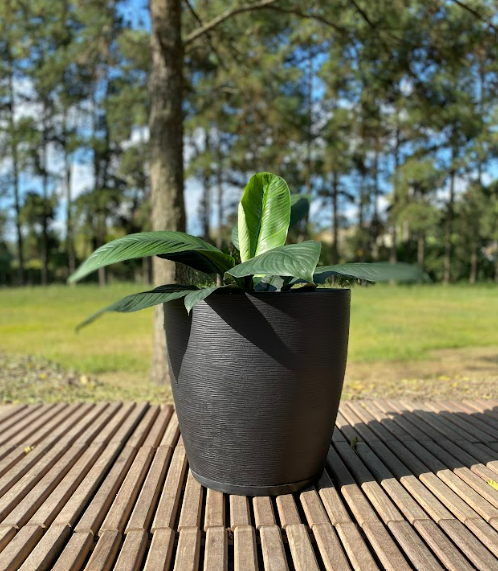 MACETERO FLORIDIS AMSTERDAM NEGRO 45CM CON PLATO-1