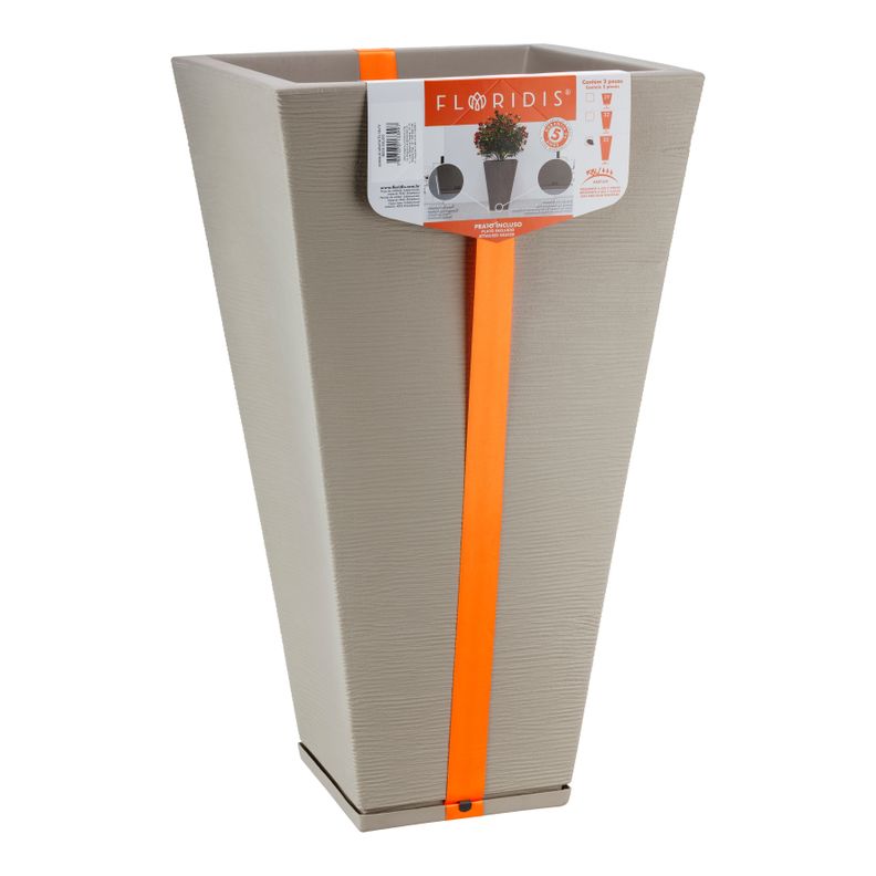 MACETERO FLORIDIS ZURIQUE BEIGE 74CM CON PLATO-1