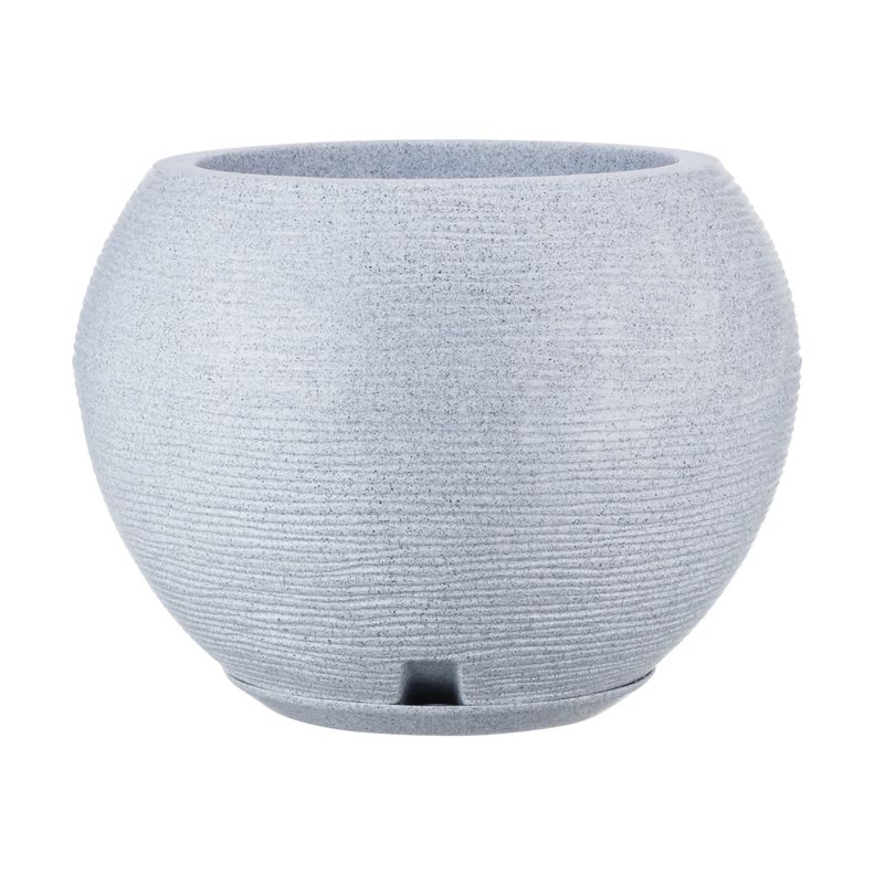 MACETERO FLORIDIS FLORENCIA GRIS CLARO 32CM CON PLATO-0