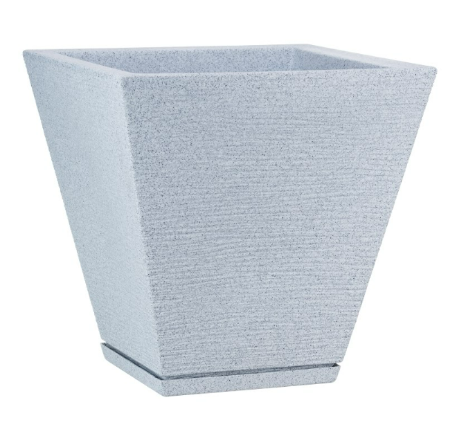 MACETERO FLORIDIS ZURIQUE GRIS CLARO 34CM CON PLATO-0
