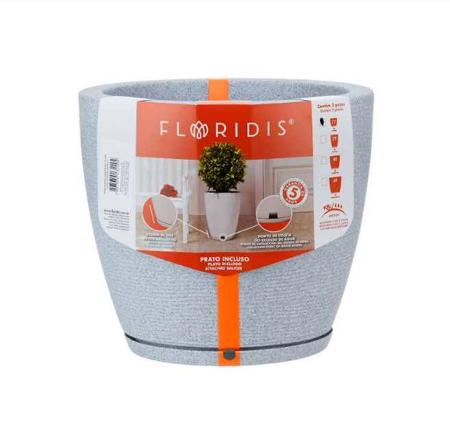 MACETERO FLORIDIS AMSTERDAM GRIS CLARO 28CM DE ALTO-2