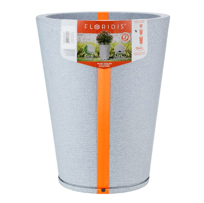 MACETERO FLORIDIS GENEBRA GRIS CLARO 57CM CON PLATO-2