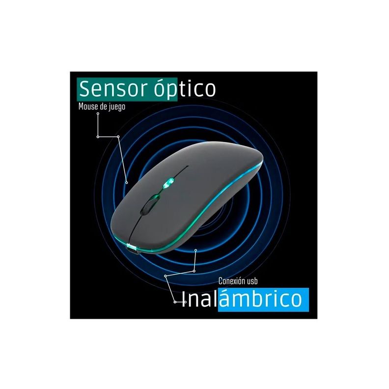 Mouse Inalámbrico Recargable 2.4Ghz Led Rgb Distancia 10Mts-4
