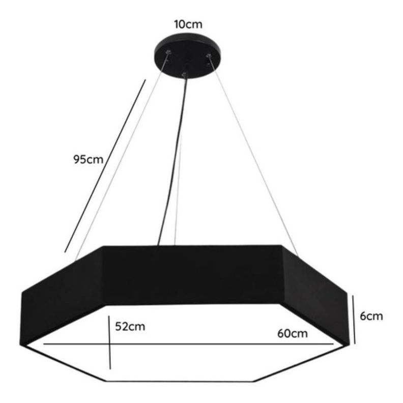 Lámpara Led Sobrepuesta Hexágono Colgante 60cm 48w Luz Fría-1