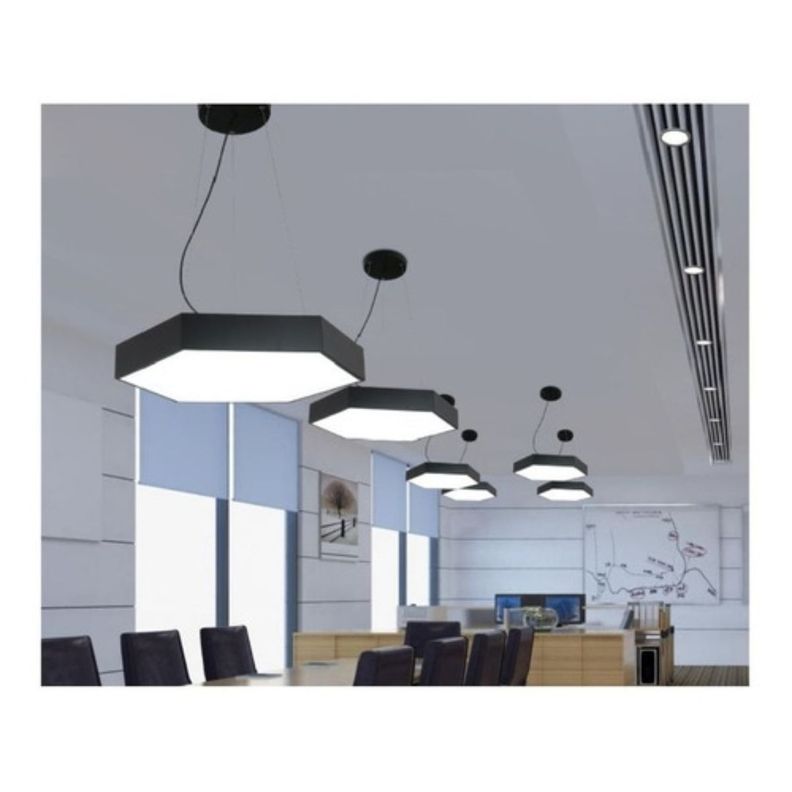 Lámpara Led Sobrepuesta Hexágono Colgante 60cm 48w Luz Fría-3