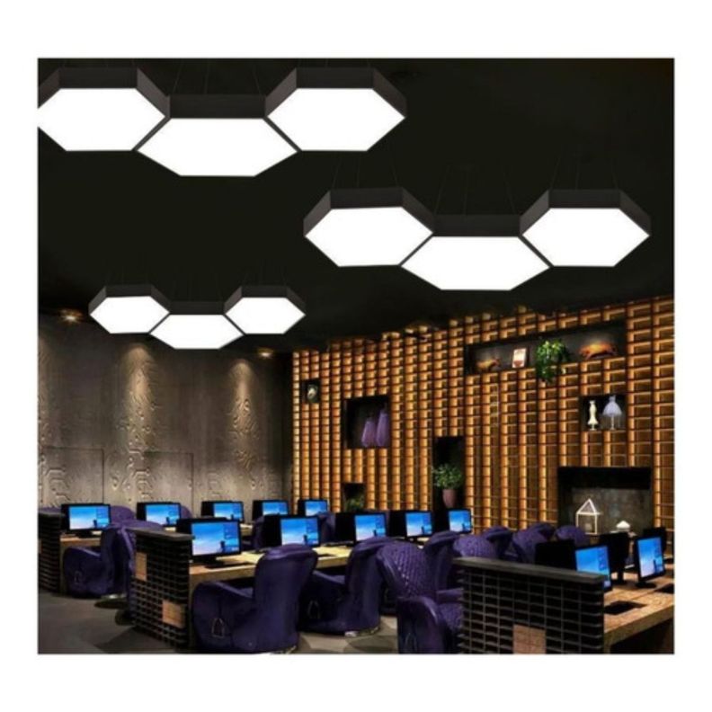Lámpara Led Sobrepuesta Hexágono Colgante 60cm 48w Luz Fría-4