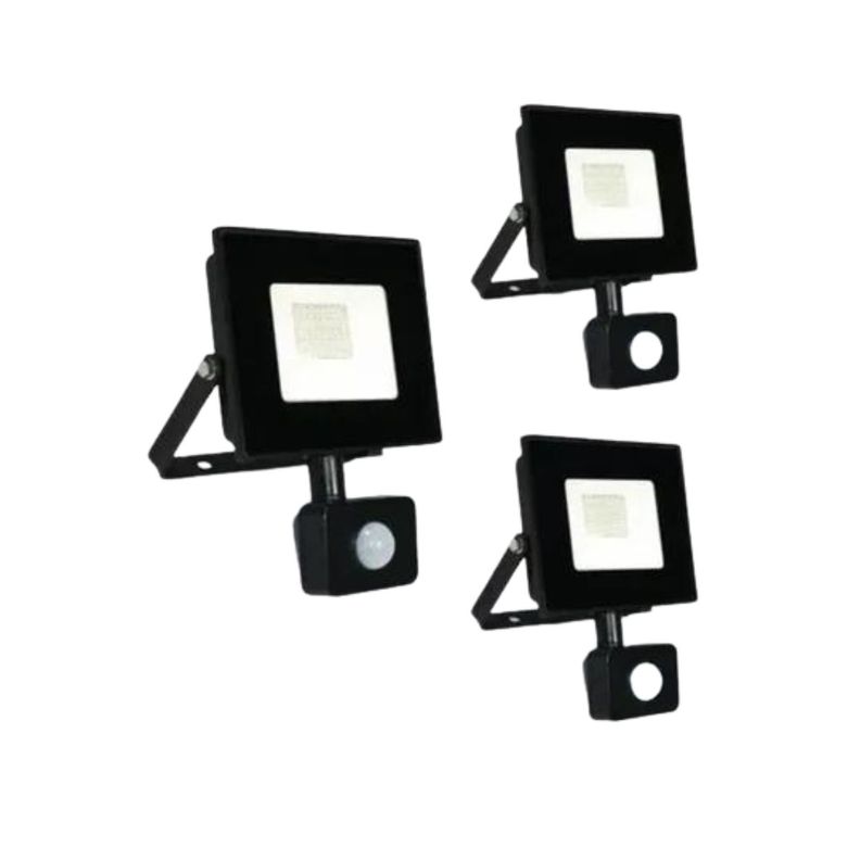 Foco Proyector Led Sensor 50w Seguridad Exterior Pack 3 Sec-0