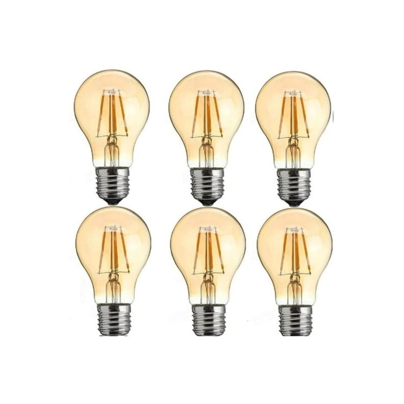 Pack 6 Ampolleta Vintage Led Filamento Modelo A60 Luz Calida-0