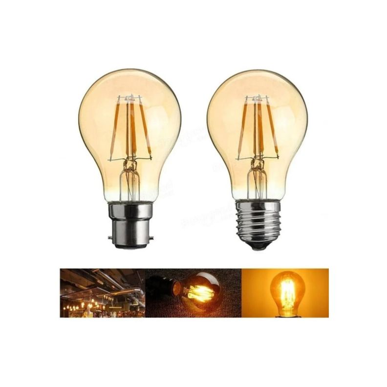 Pack 6 Ampolleta Vintage Led Filamento Modelo A60 Luz Calida-1