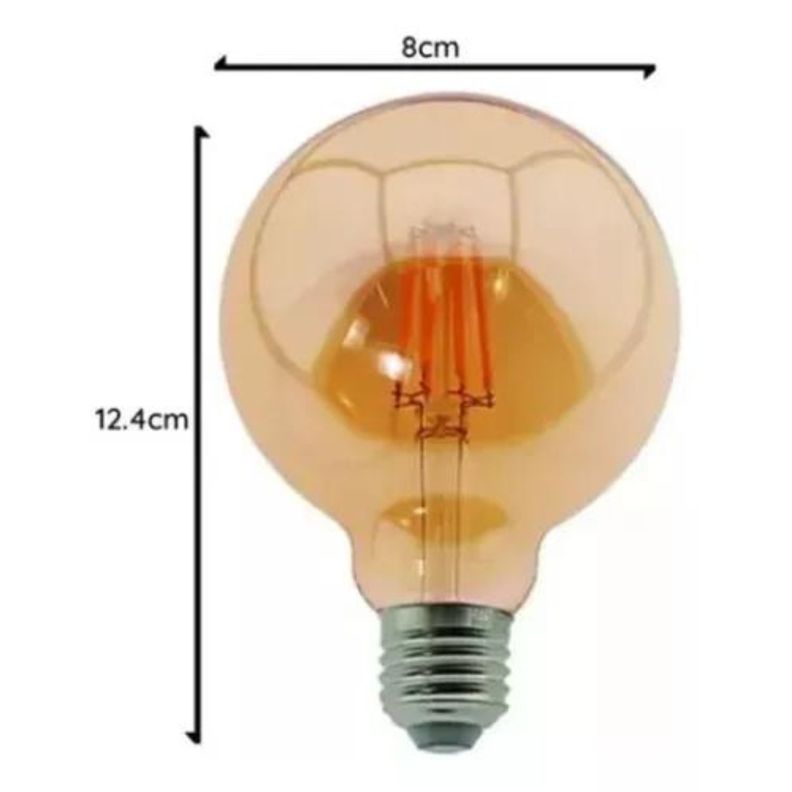Pack 10 Ampolleta Led G80 Globo Vintage 4w E27 2700k Ámbar-4