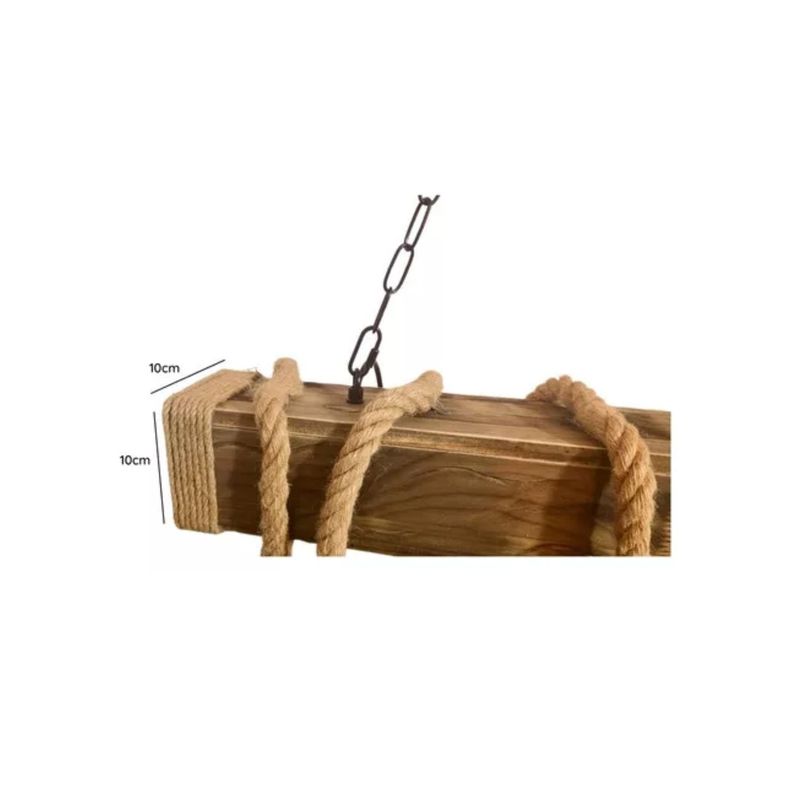 Lampara Colgante Rustica Madera 6 Sogas Vintage Retro E27-2