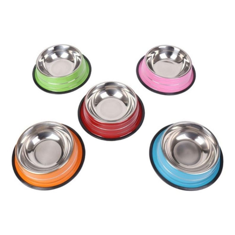 Plato Comedero Aluminio Grande Colores Para Mascotas Perros-1
