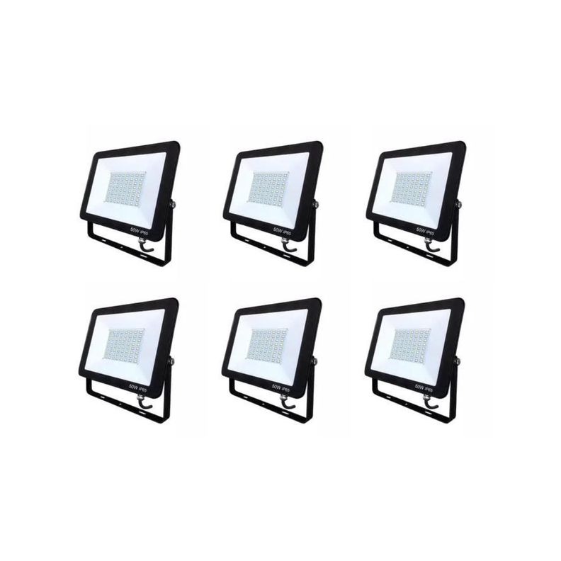 Pack X6 Foco Proyector Led 50w Exterior Seguridad Sec-0