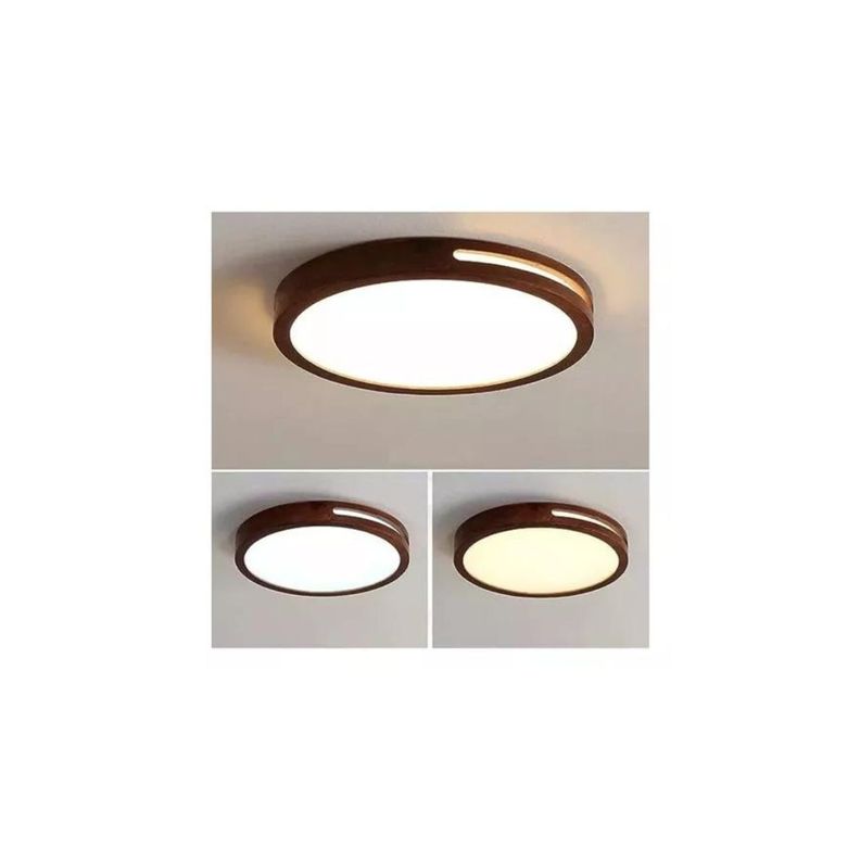 Panel Plafón Led Borde Madera Sobrepuesto  Moderno 40cm Deco-1