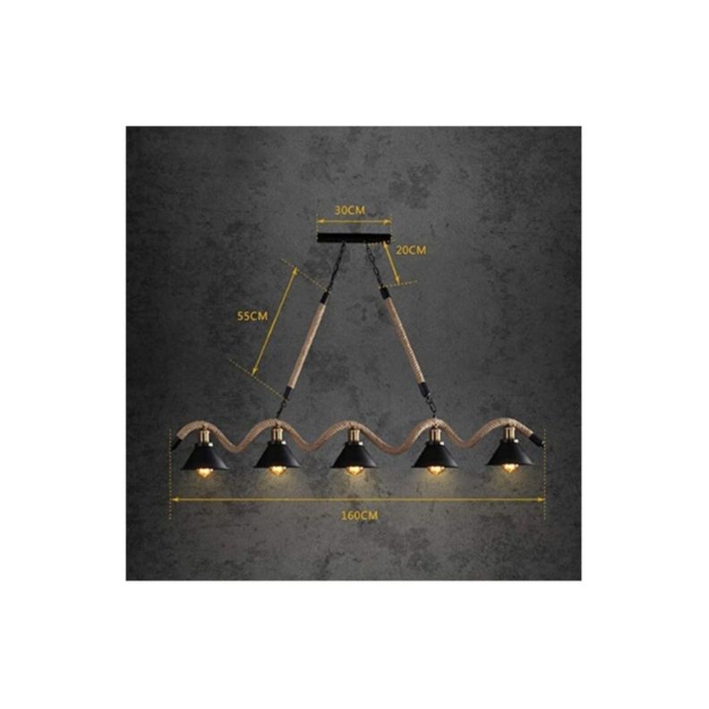 Lámpara Colgante Decorativa Rústica Cáñamo Cadena-3