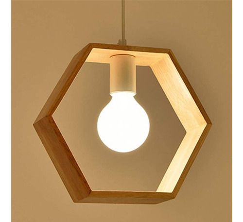 Lampara Decorativa Retro Colgante Vintage Soquete E27 Madera-3