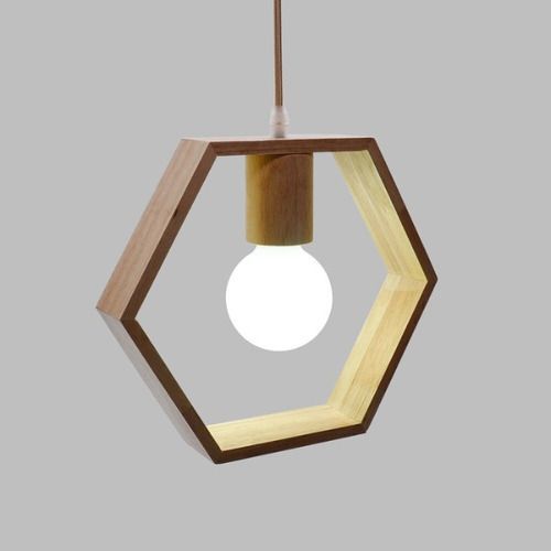 Lampara Decorativa Retro Colgante Vintage Soquete E27 Madera-4