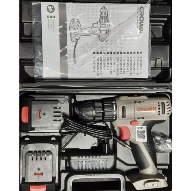 Taladro Inalambrico Recargable 14.4v + 2 Baterias Crown Pro-5