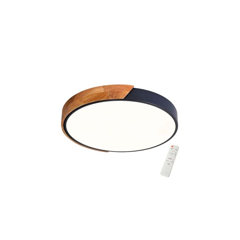 Panel Deco Plafón Led Borde Madera Sobrepuesto Moderno 40cm-0