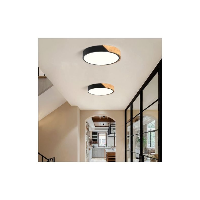 Panel Deco Plafón Led Borde Madera Sobrepuesto Moderno 40cm-2