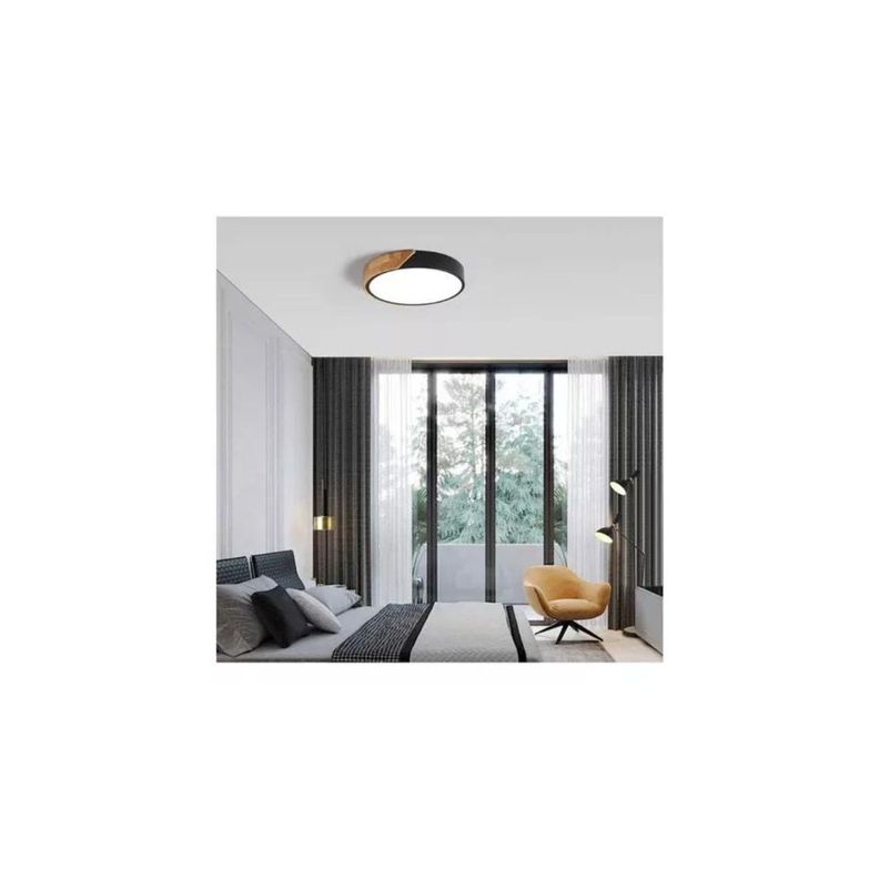 Panel Deco Plafón Led Borde Madera Sobrepuesto Moderno 40cm-3