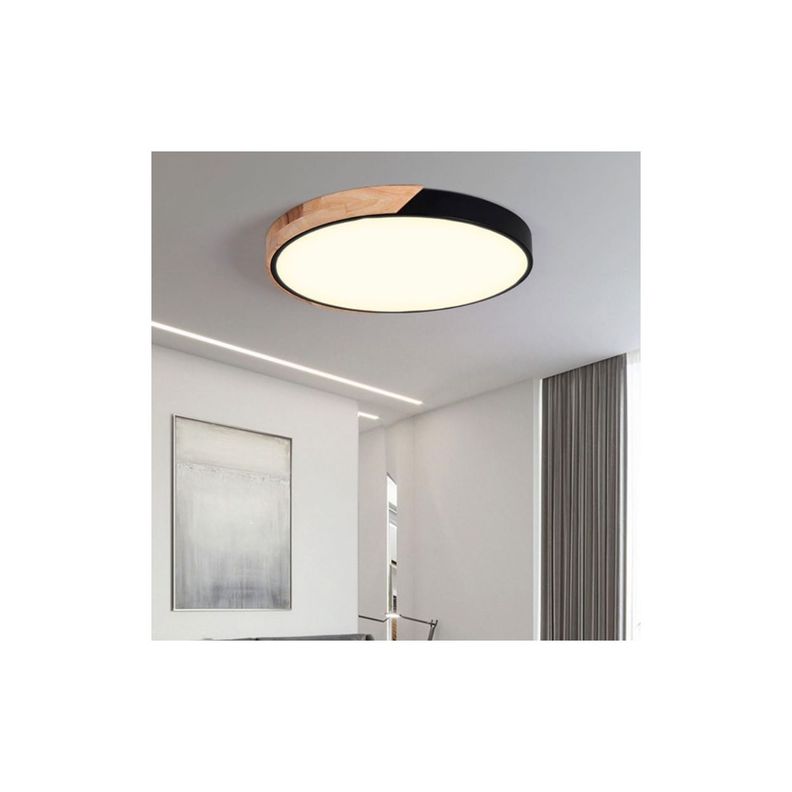 Panel Deco Plafón Led Borde Madera Sobrepuesto Moderno 40cm-4