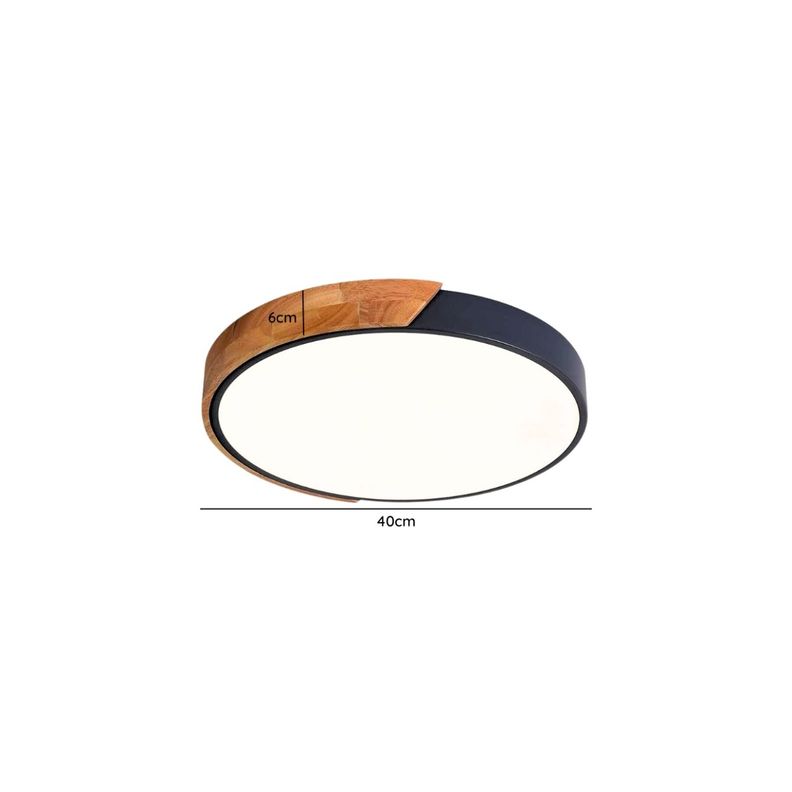 Panel Deco Plafón Led Borde Madera Sobrepuesto Moderno 40cm-5