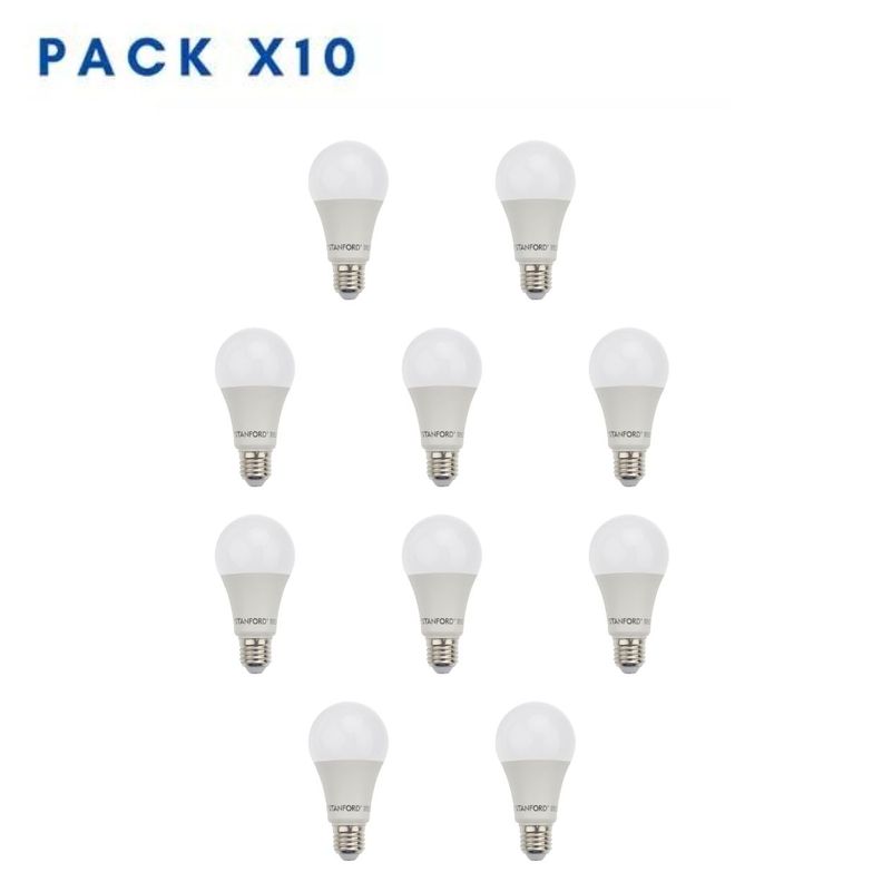 Pack X10 Ampolletas Led Base Rosca Normal E27 15w Sec-1
