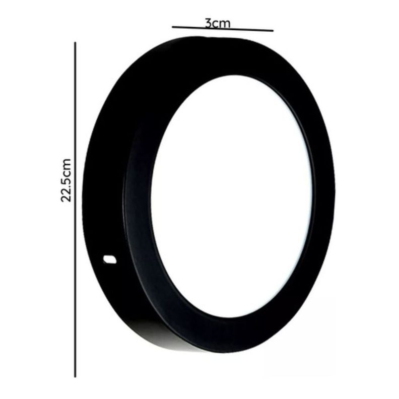 Panel Led Negro Sobrepuesto Redondo 18w 3 Años Garantía-2