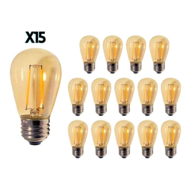 Pack X15 Ampolleta Led Vintage Edison S14 Rosca Normal E27-0