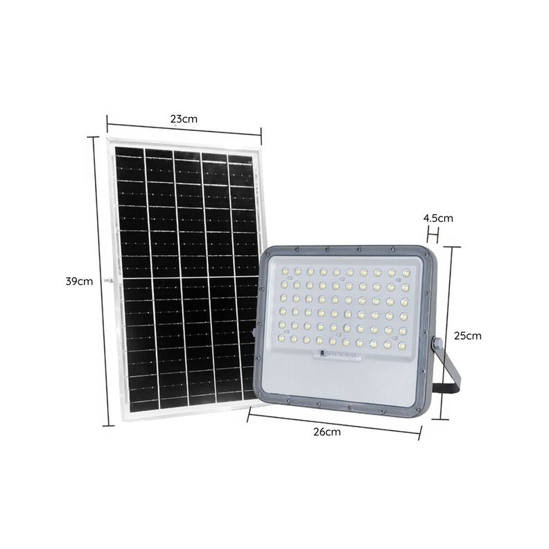 FOCO PROYECTOR LED CON PANEL SOLAR 1400LM LUZ FRIA + CONTROL-4