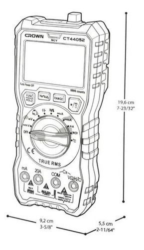 Multimetro Multi Tester Medidor Digital Portatil 750v Crown-2