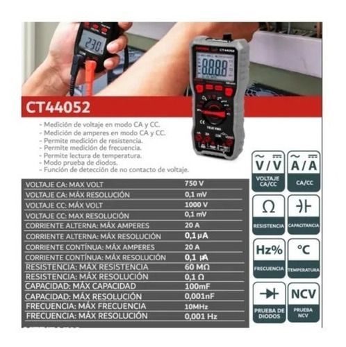 Multimetro Multi Tester Medidor Digital Portatil 750v Crown-3