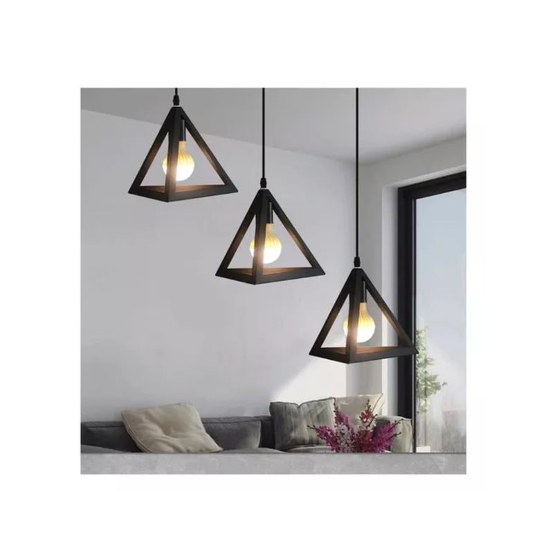 Lampara Colgante De Fierro  Triangulo Industrial  E27-1